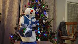 Gemmy  BLUE PEPPERMINT Spinning Snowman FULLY WORKING  ---SOLD---