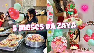 MESVERSARIO DA ZAYA - FIZEMOS O BOLO PREPAREI TUDO EM CASA - MORANGUINHO 🍓