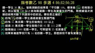 指考數乙98 單選4 智力測驗