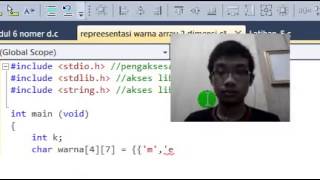 pemrograman C array 2 dimensi representasi warna merah, kuning, hijau, biru