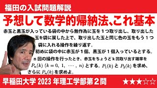 福田の数学〜早稲田大学2023年理工学部第２問〜玉を取り出す確率