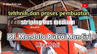 Tekhnik dan proses pembuatan striping painting bus medium PT. Mandala putra mandiri