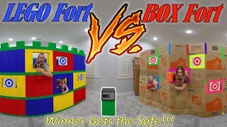 Giant Lego Castle vs Giant Box Fort Nerf Battle! Winner Unlocks the Safe!!!