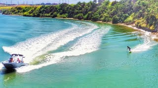 Austin Keen High Speed Jet Ski Tow-ins Wakesurfing on skimboard !