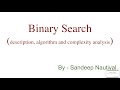 Binary Search Concept and Algorithm(with analysis and java code)