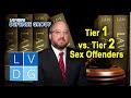 What is the difference between tier 1 and tier 2 sex offenders?