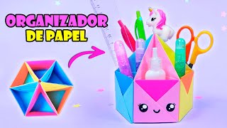 Organizador de papel Kawaii 😍 Portalápices de Papel - Tutorial Origami
