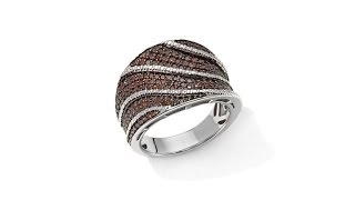 1ct Red Diamond Wavy Line Sterling Silver Cigar Band Ring