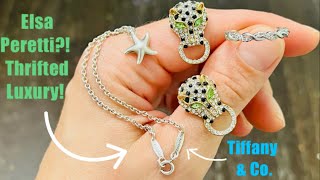 Elsa Peretti Tiffany \u0026 Co.! Vintage Couture! Goodwill Bluebox MYSTERY Jewelry Unboxing!