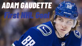 Adam Gaudette #88 (Vancouver Canucks) first NHL goal Nov 24, 2018