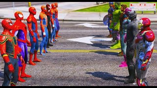 ALL SPIDERMAN SUIT VS THE AVENGERS - Hulk, Iron Man, Captain America, Black Widow, Thor
