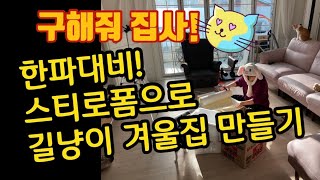 한겨울 추위 길고양이를 위한 겨울집만들기(다이소, 스티로폼)2탄 / 구해줘홈즈! 아니고 집사!(고양이편)