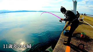 尺アジが釣れまくってる堤防　サビキで簡単に釣る人の隣でアジングしてみた件直江津港第３堤防（火力発電所隣ハッピーフィッシング)　　大物。 巨大なアジを釣りにきた夫　#海釣り #アジング  #夫婦