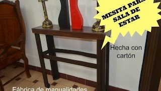 Mesita para sala de estar, hecha con cartón.