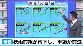 週末は秋雨前線が南下。空気入れ替わり徐々に暑さ落ち着く／ウェザーニュース