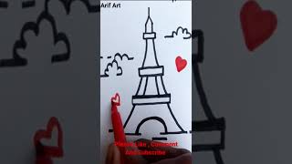 How to draw simple Paris Eiffel Tower for Kids