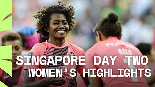 Last minute drama as Fiji reach semis! | HSBC SVNS Singapore Day Two Women's Highlights