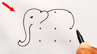 How to draw a cute Elephant 🐘from 9 dots // How to draw Elephant // Elephant drawing