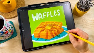 How to Draw a Waffle - Drawing Waffles with Procreate - Stay Home and Draw