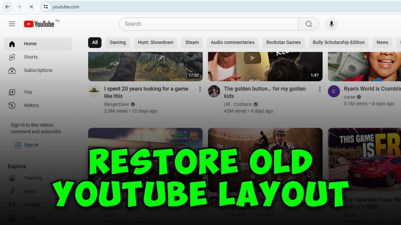 How To Restore Old Youtube Layout 2 Methods Youtube
