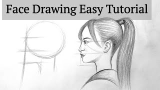 How to draw a side face of Female/Girl easy for beginners Side View Face drawing basic tutorial