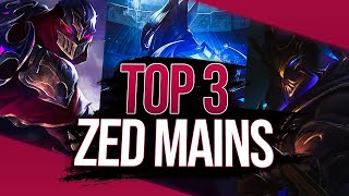 TOP 3 ZED MAINS MONTAGE | Best of ZED99, AIYE, LACERATION