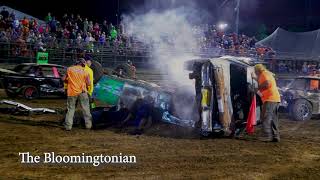Slow motion --- Cars flip over during demolition derby, drivers uninjured