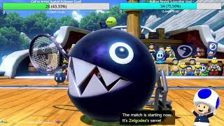 Explosive Action! High Level Match - Petey Piranha vs Chain Chomp - Chip vs Zelgodez in Mario Tennis