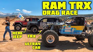 RAM TRX vs HEMI JEEP vs ULTRA4 CAR - Ultimate Off Road Drag Race