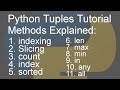Tuples In Python, Tuples Methods and Functions | Python Tutorial For Beginners