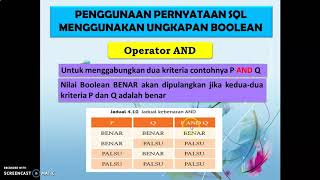 4.1.8 Pernyataan SQL Melibatkan Ungkapan Boolean dan Pernyataan SQL Menggabungkan 2 Jadual (ASK T3)