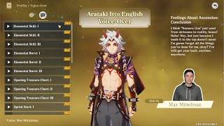 Arataki Itto Voice Lines in English by Max Mittelman (Eng Sub). Lvl 90 - Friendship lvl 1.