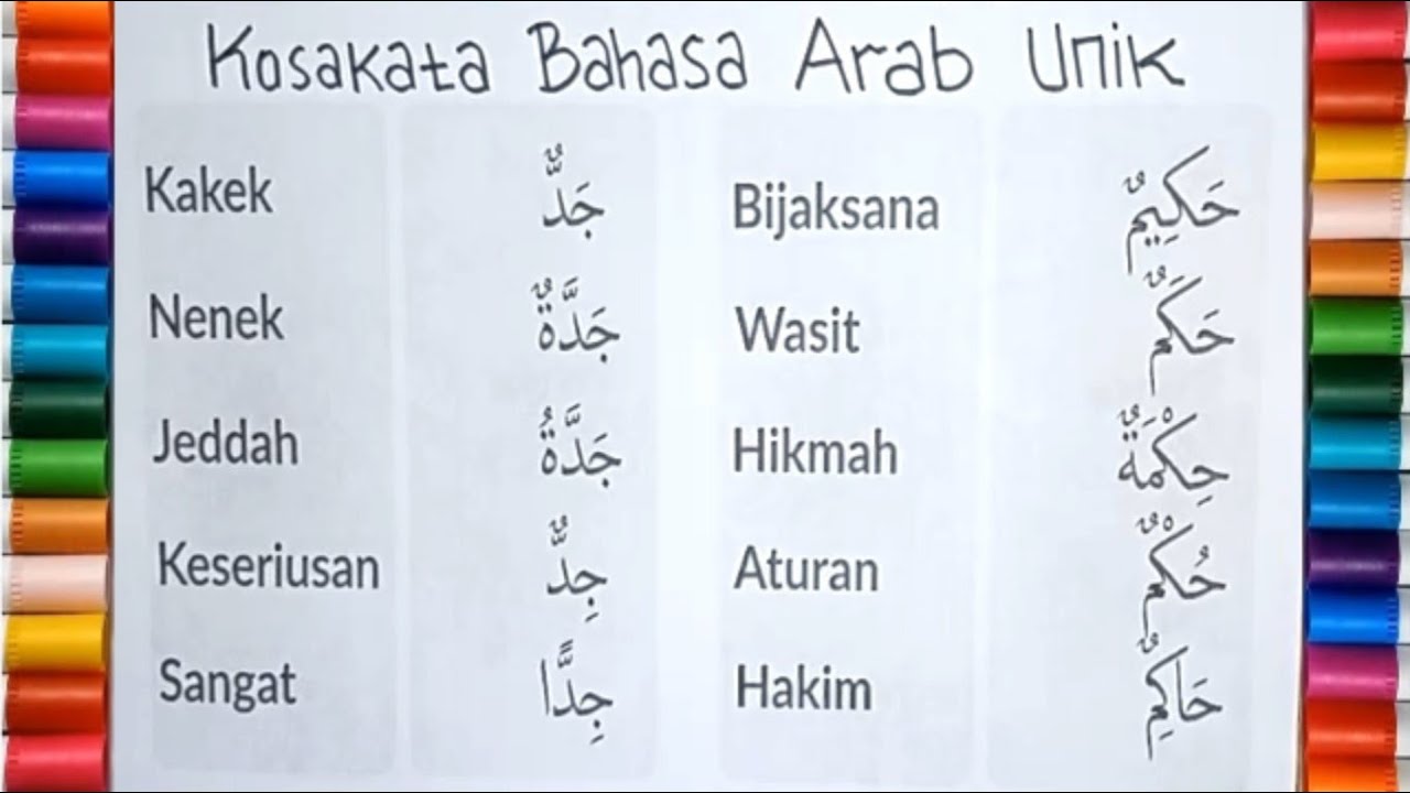 BELAJAR KOSAKATA BAHASA ARAB UNIK YANG HARUS KITA KETAHUI - YouTube