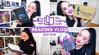 BOOK INSPIRED MAKEUP, OWLCRATE JULY UNBOXING & BTS | Reading Rush Day Five Reading Vlog