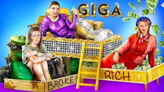Rich vs Broke vs Giga Rich Bunk Bed