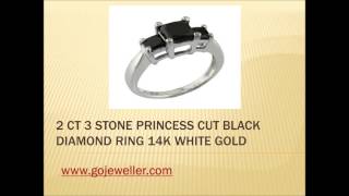 2 CT 3 Stone Princess Cut Black Diamond