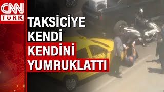 Taksiciyle yolda tartışan sürücü yol ortasında böyle kavga etti