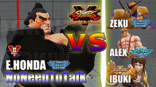 SFV CE 👊🏻 NoNeedToTalk (E.Honda) vs OrengeMan (Zeku) \u0026 Alex \u0026 Ibuki [season 5] VS2