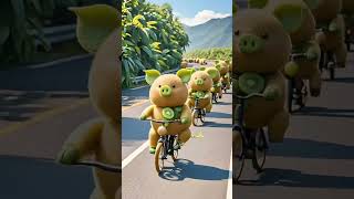 Pig drives a tractor to visit relatives, ride a bicycle to visit relatives #creative # #short