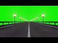 driving along a road with lights highway green screen animated abstract chroma key background loop