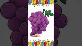 Easy grapes 🍇 draw and color #trending #shorts #drawing @made-for-kidzz