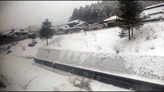 【車窓動画】サンライズ出雲モハネ285形　積雪の伯備線　全区間（倉敷→米子）