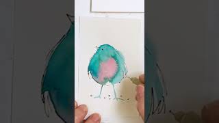 How to Paint a Bird in a Minute Part 1 - Realtime Watercolor Demo #paintabirdaday #realtime #shorts