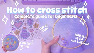 Easy beginner cross stitch guide ✨ 🪡 🩵 Step by step tutorial