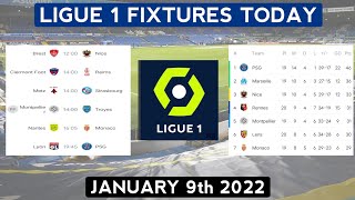 Ligue 1 France fixtures today & Standings today ~ January 9th 2022