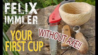 How to carve a fir wood cup in the woods without axe! Beginners guide... go for it!!