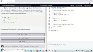 Lesson 69 - Introducing else statement - freecodecamp
