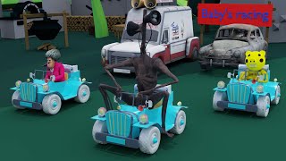 Siren Head, Miss T, Skelly and Rod funny Racing Challenge - Scary Teacher 3D #CrossoverGamePlay