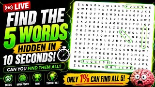 99% FAIL THIS WORD PUZZLE ๐ณ | Find 5 Hidden Words LIVE