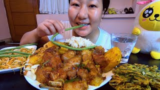 Pork With Potato Curry, Singju ,Bora/ Pakora || NORTH-EAST INDIA || MANIPURI  MUKBANG